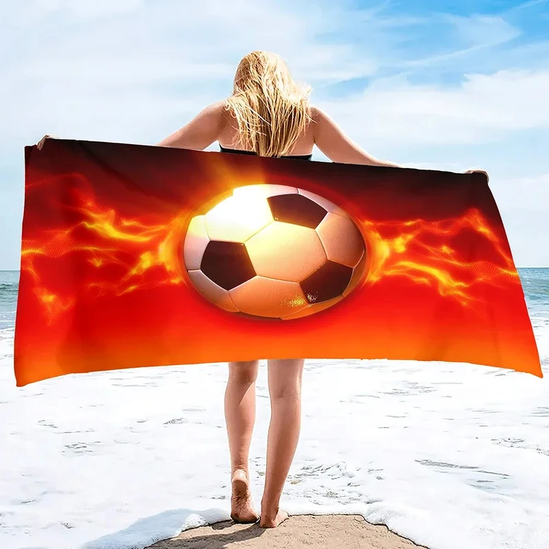 Football Beach Towel Ball Sports Bath Towel Microfiber Soccer Towels for Swimming Sport Gym Yoga Spa Quick Dry Bikini Cover Up