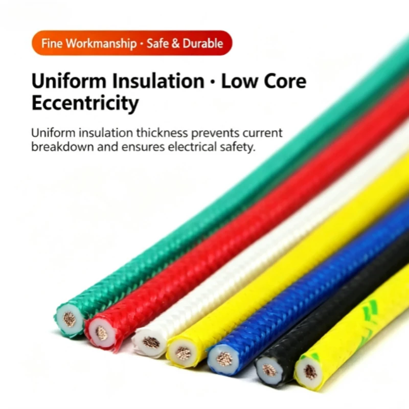 1/5/20M Fiberglass Braided Silicone Wire Sq 0.3mm ~ 6mm High Temperature Resistant Warm Floor Heat Element Heat Resistant Cables