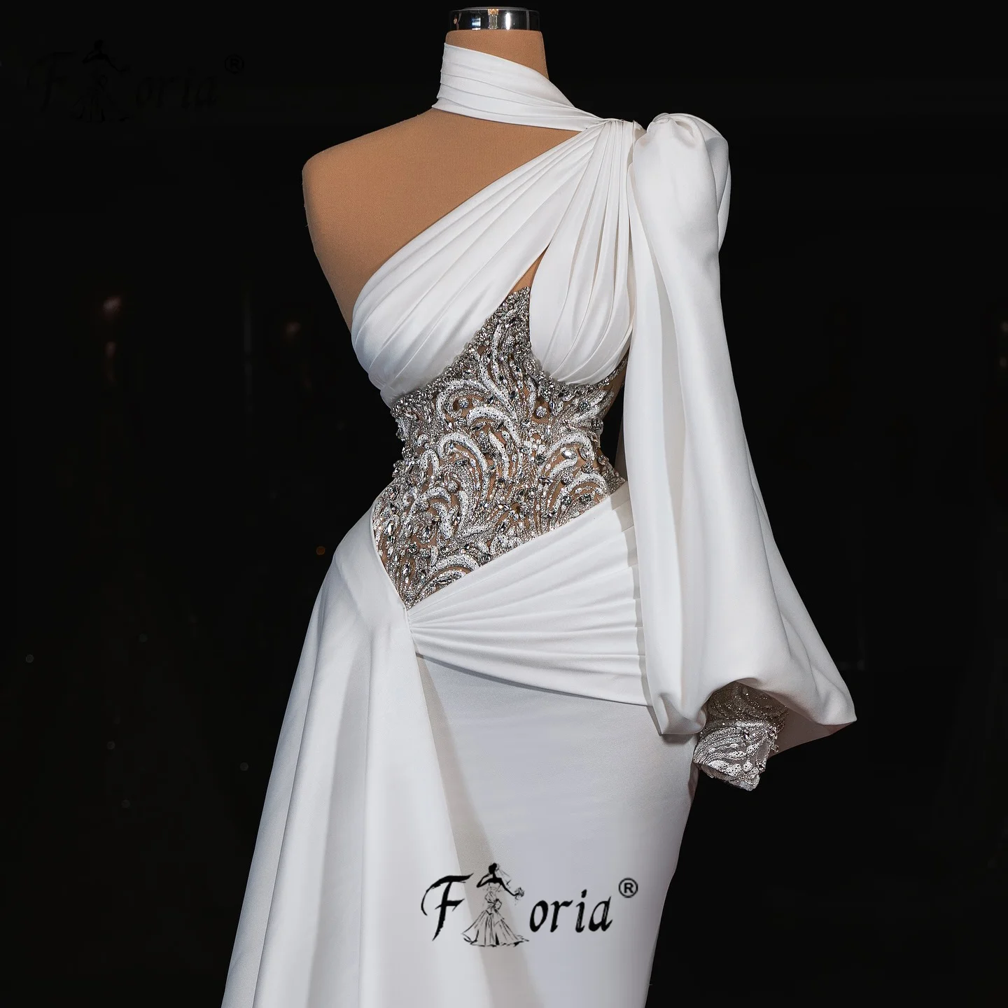 Vestido de lujo para evento de boda, sirena con cuentas de marfil, con tren lateral, personalizado, elegante, Dubai, Vestidos de noche formales para mujer, Vestidos de Gala