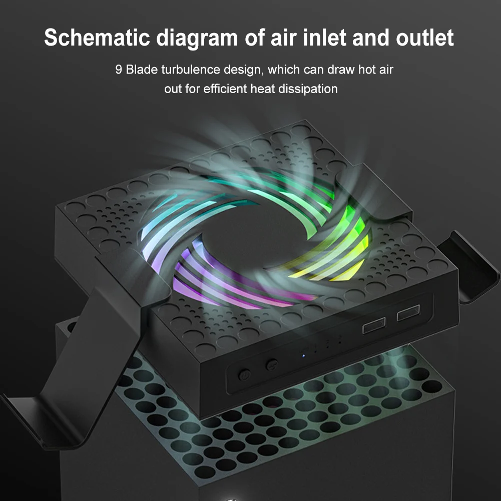 xbox-series-x-xs用-コンソール冷却ファン-rgbライトモード搭載-2つの取り外し可能なフック付き高速冷却ファン