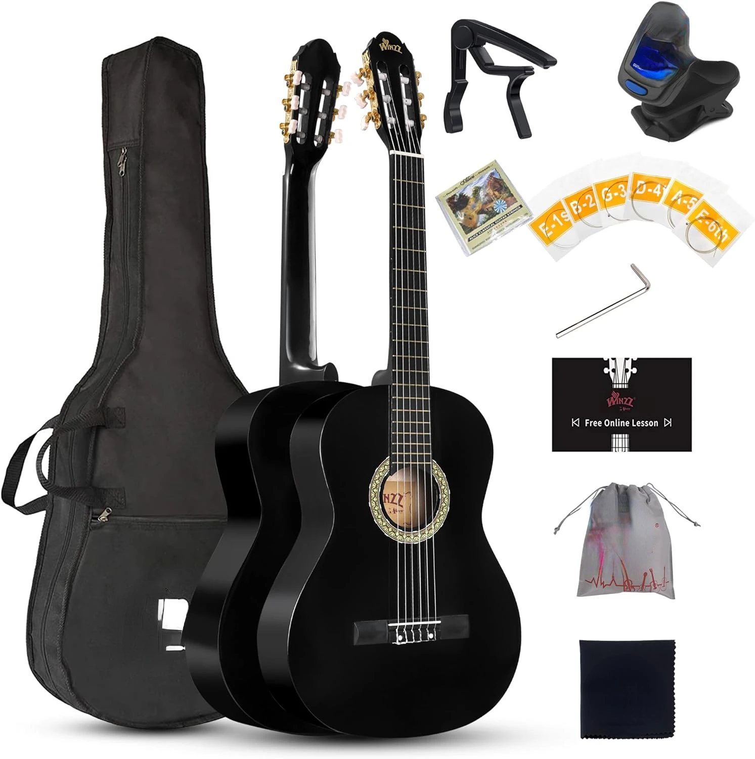 

AC00LH 39 Inches Full Size Classical Guitar Beginner Acoustic Nylon Strings with Full Kit, Sunburst Donlis Sonicake Rat pedal