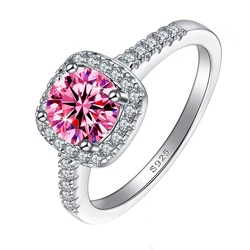 Luomansi Classic Silver Ring Woman 1 2CT Pink Green Moissanite Passed Diamond Test S925 Silver Jewelry Wedding Anniversary Party
