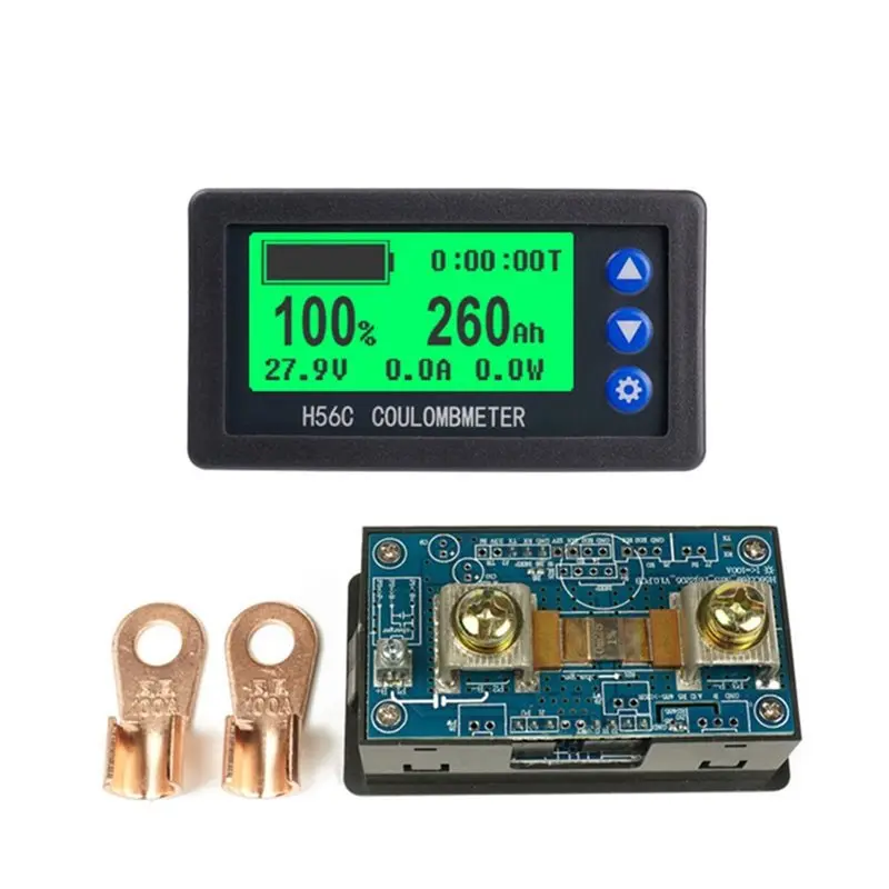 at82-デジタル電流計電圧計メーターモニターh56cs-dc100v電量計バッテリー容量テスター100a-lcdバックライトディスプレイ