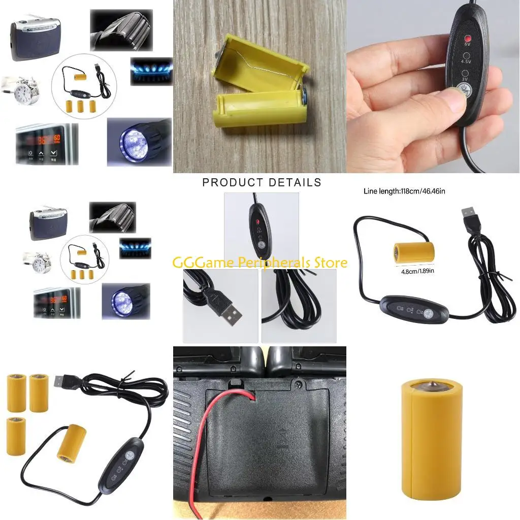 U55B USB to 3V 4.5V 6V LR14 C Battery Eliminators USB Power Supply Cable, 2-4Pcs LR14 C Cable