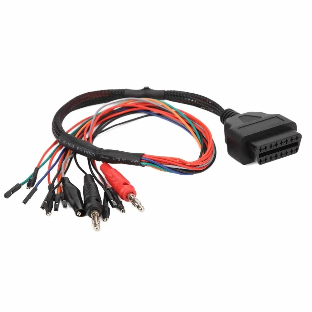 Outer Braided Sleeve ECU Pinout Cable 3-in-1 Test Terminals Anti-Abrasion Diagnostic Adapter Cable Universal