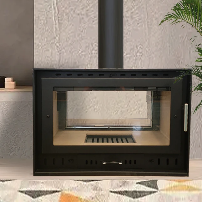 Double-faced Modern Steel Freestanding Indoor Fire Burning Wood Fireplace