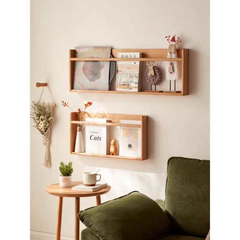 No-punching Newspaper and magazine rack Wall-mounted shelf Living room storage Children's books and newspapers Picture