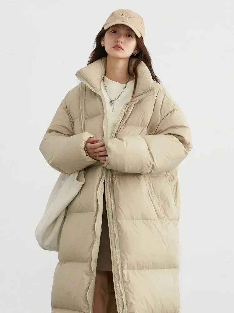 CHIC VEN-abrigos de plumón de pato blanco para mujer, chaquetas largas y gruesas, abrigo cálido, chaqueta informal suelta, otoño e invierno, 2024