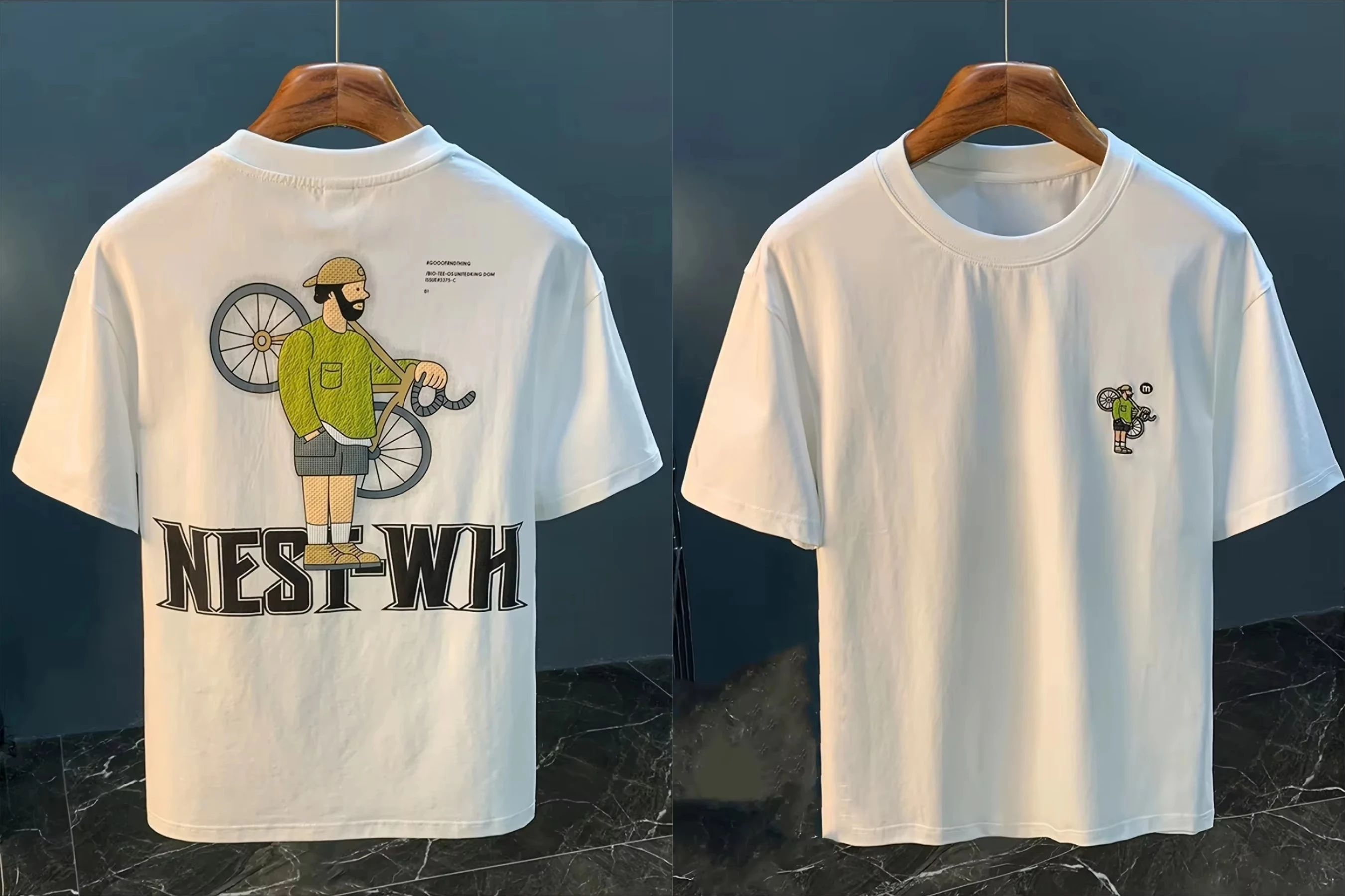 2026 Retro cartoon biker pattern T-shirt - Casual round-neck biker print T-shirt