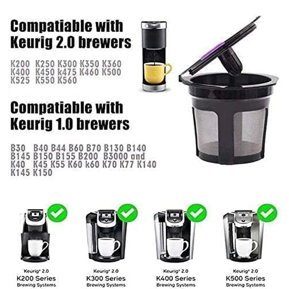 Cápsulas de filtro de café reutilizables K Cups para cápsulas K recargables Keurig 2,0 y 1,0 cápsulas de café reutilizables