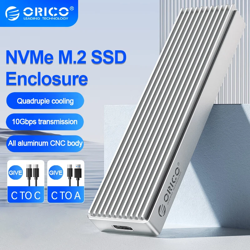 

ORICO M2 NVMe SSD Case 10Gbps M.2 to USB Type C 3.1 SSD Adapter for NVME PCIE M-key SSD Disk Box Aluminum Alloy M.2 SSD Case