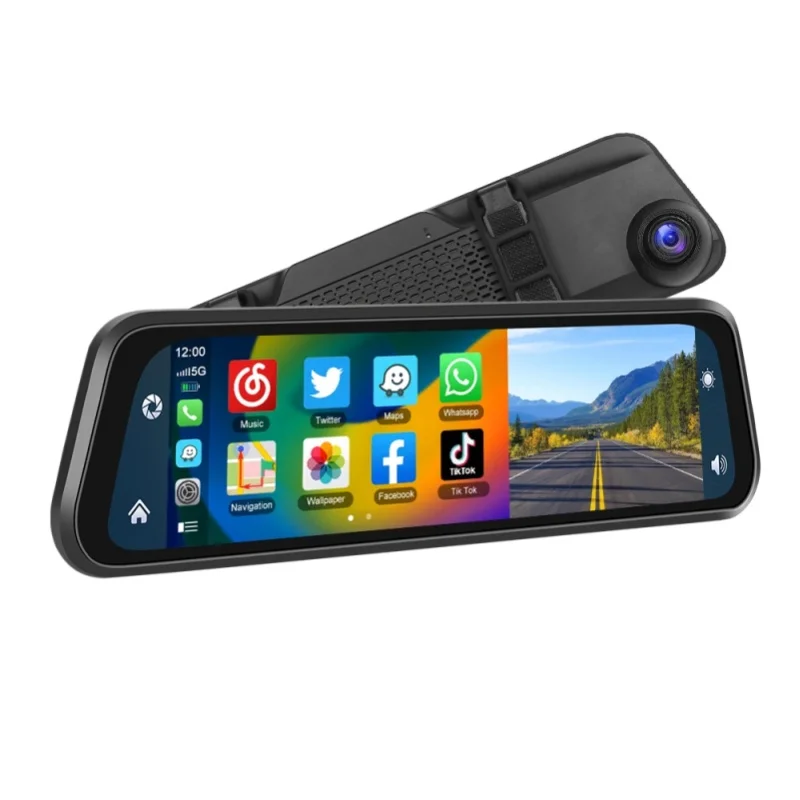 Podofo 12'' Monitor Samochodowy z Funkcją Nagrywania 4K Ultra HD, Kamera Przednia, Rejestrator Jazdy (DVR), Carplay, Android Auto, WIFI, Sterowanie Głosowe, Dwukierunkowe Wideo — 2