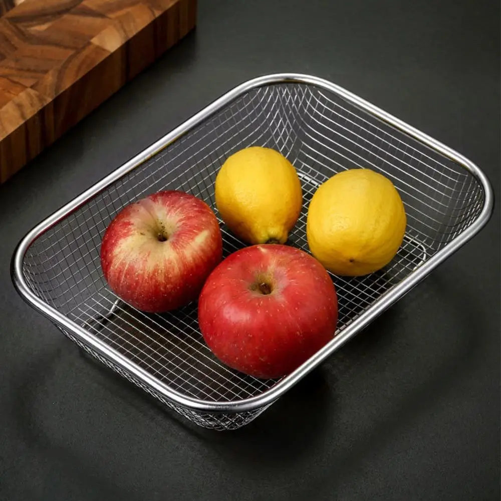New Stainless Steel Washing basket Square Handles Storage Baskets Storage Basket Sink Strainer Colander Mesh Colander