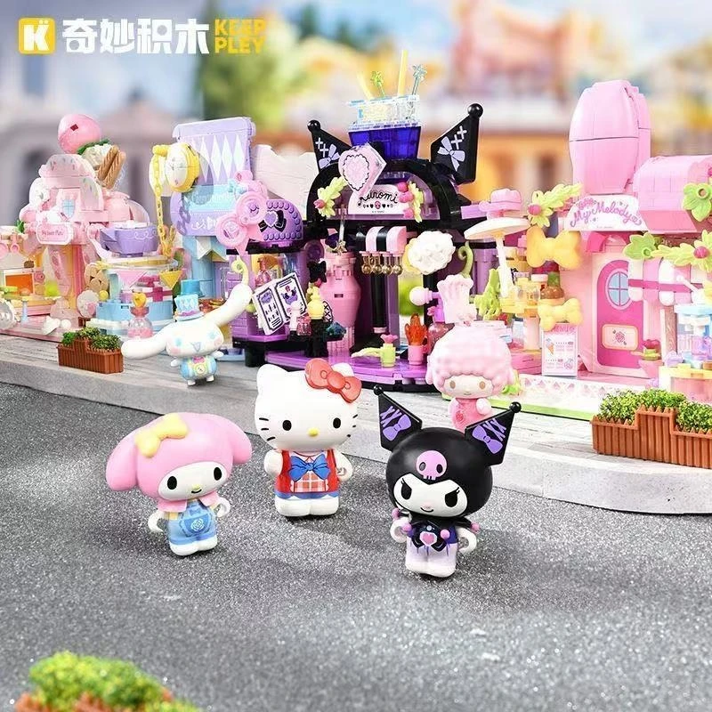 

Keeppley Sanrio Street View Creative Park Series Toys, Kuromi & Pochacco Model Building Blocks Gifts