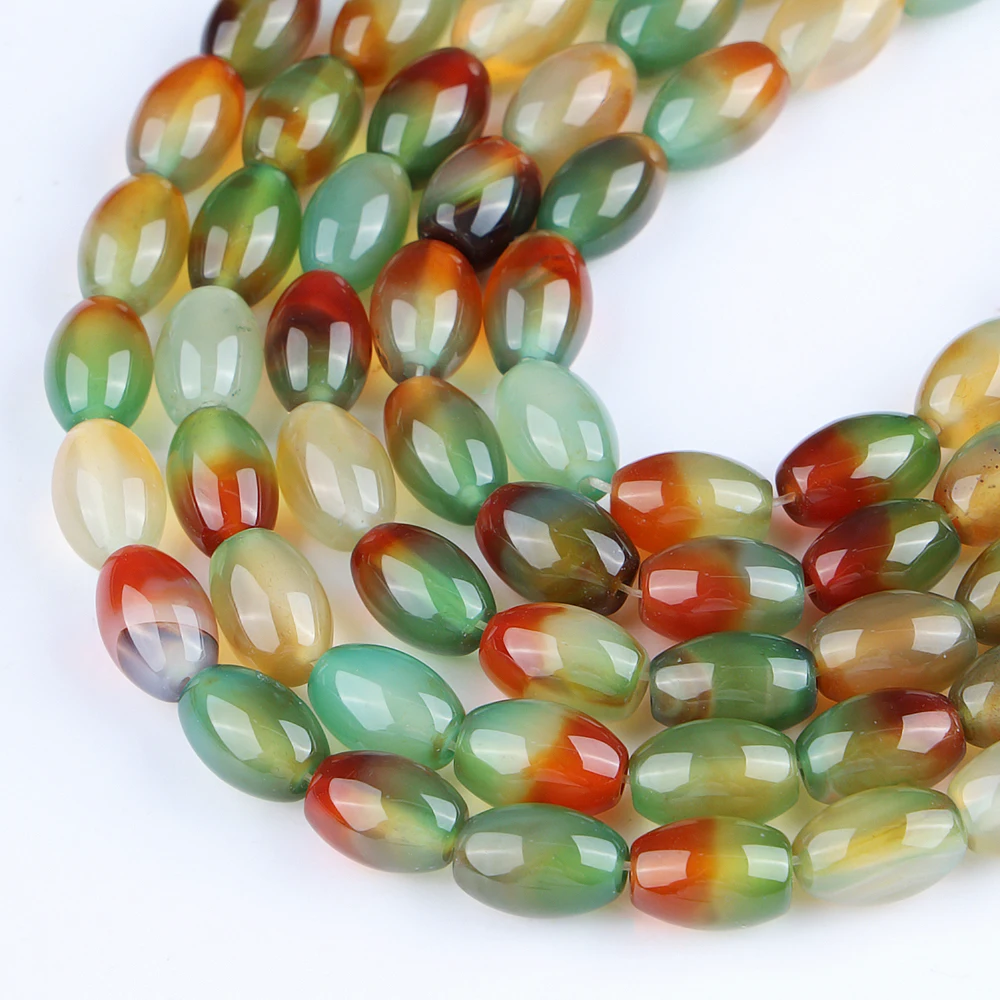 AA Natural Peacock Agate Onyx 8*12mm Rice Shape Beads for Jewelry Making Needlework Accessories DIY Bracelets Necklace