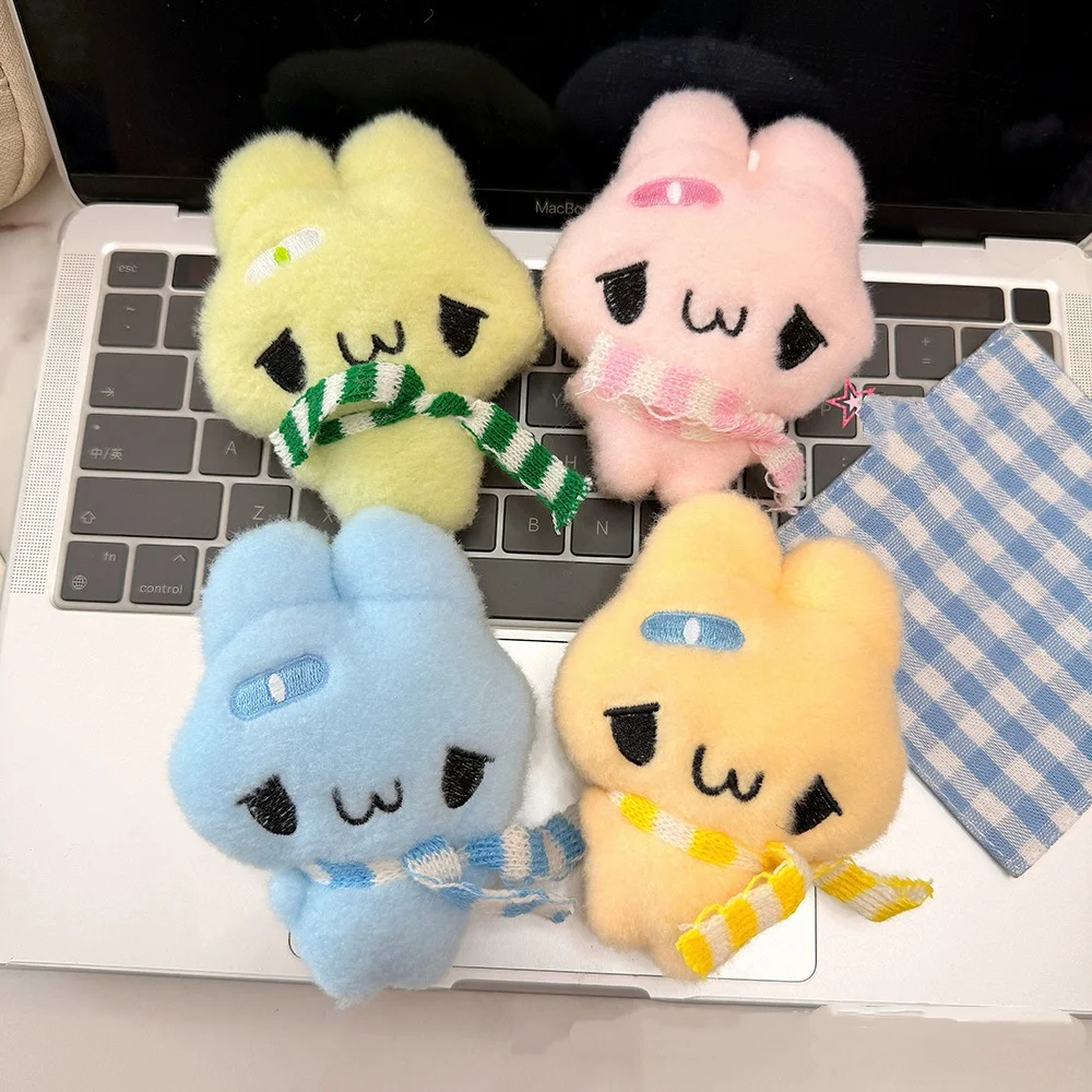 Cute plush rabbit keychain, soft filled rabbit bag pendant, multi-color scarf, backpack charm accessory, perfect gift for daily