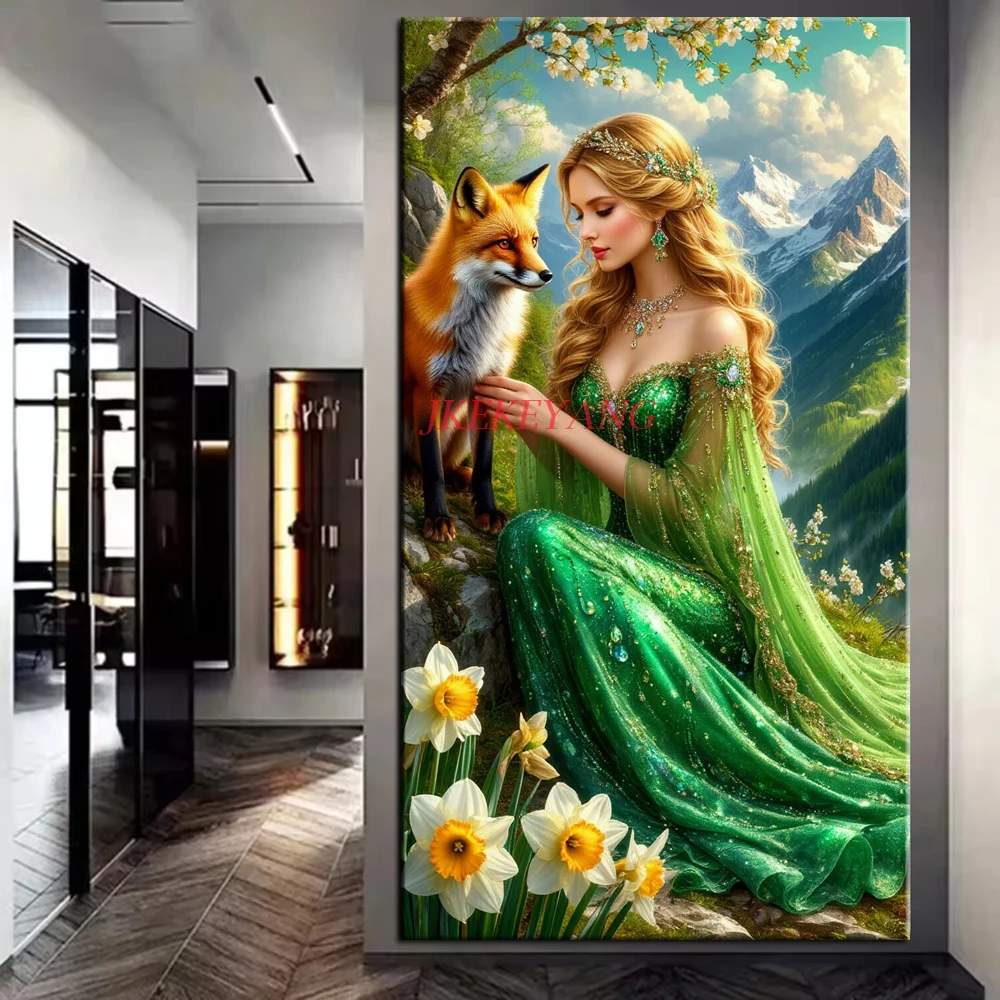 

Beautiful Girl and Fox Picture DIY Diamond Painting Cross Stitch Full Drill Diamond Mosaic New Collection Home Decor
