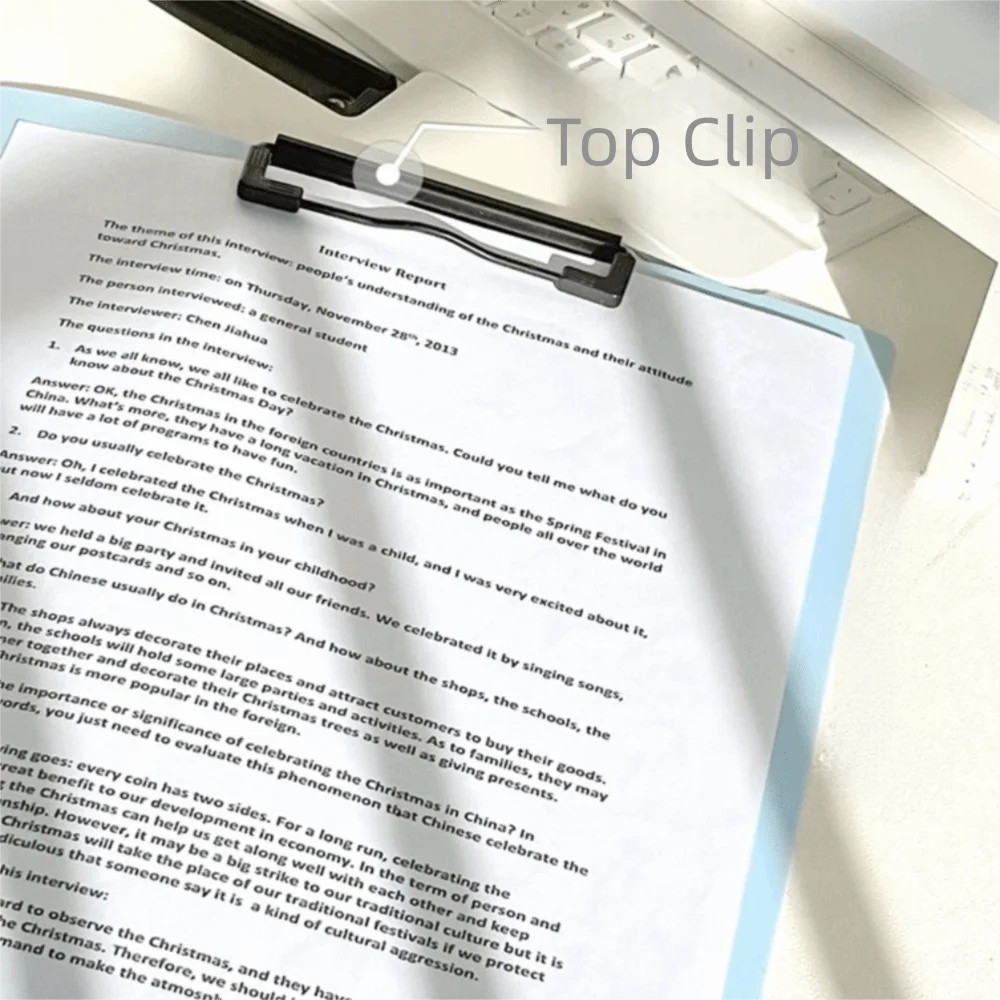 

Durable Multi Functional A4 File Folder Large Capacity Double Clips Clipboard Writing Pad Office Use