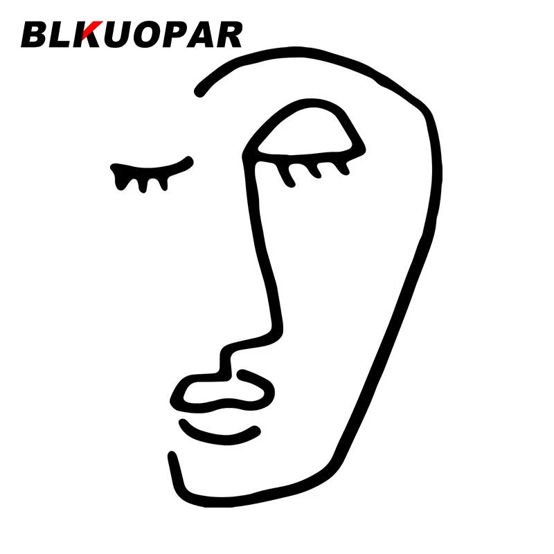 BLKUOPAR Human Face Abstract Line Car Sticker Sunscreen Fashionable Decals Original Die Cut Personality Funny Car Styling