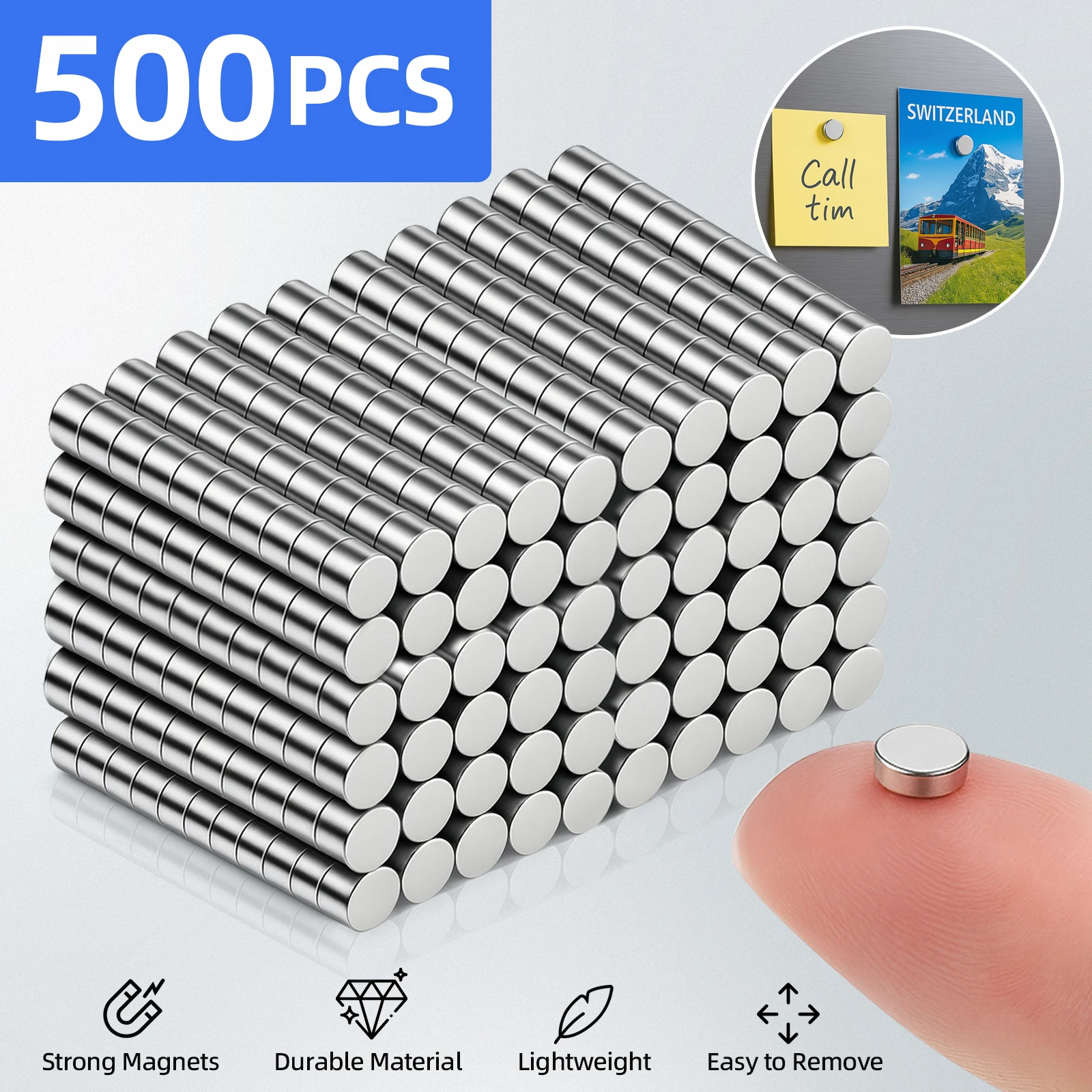 Kleine Magnete für Kühlschrank, Whiteboard, Küche, Büro, 3x1 3x2mm Mini Starke Bastelhaken, Neutrale Farben, Packung