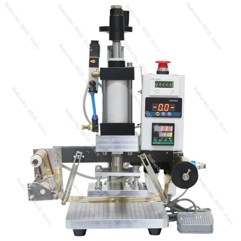 Mini Desktop Pneumatic Hot Stamp Machine for Leather Packaging Logo Heat Press Printer Box Hot Foil Embossing Machine