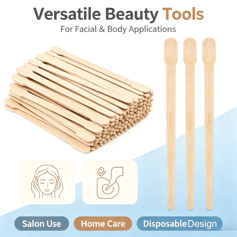 100PCS Depilation Spatula Waxing Tool for Face Eyebrows Disposable Wooden Hair Removal Sticks for Women Beauty Care