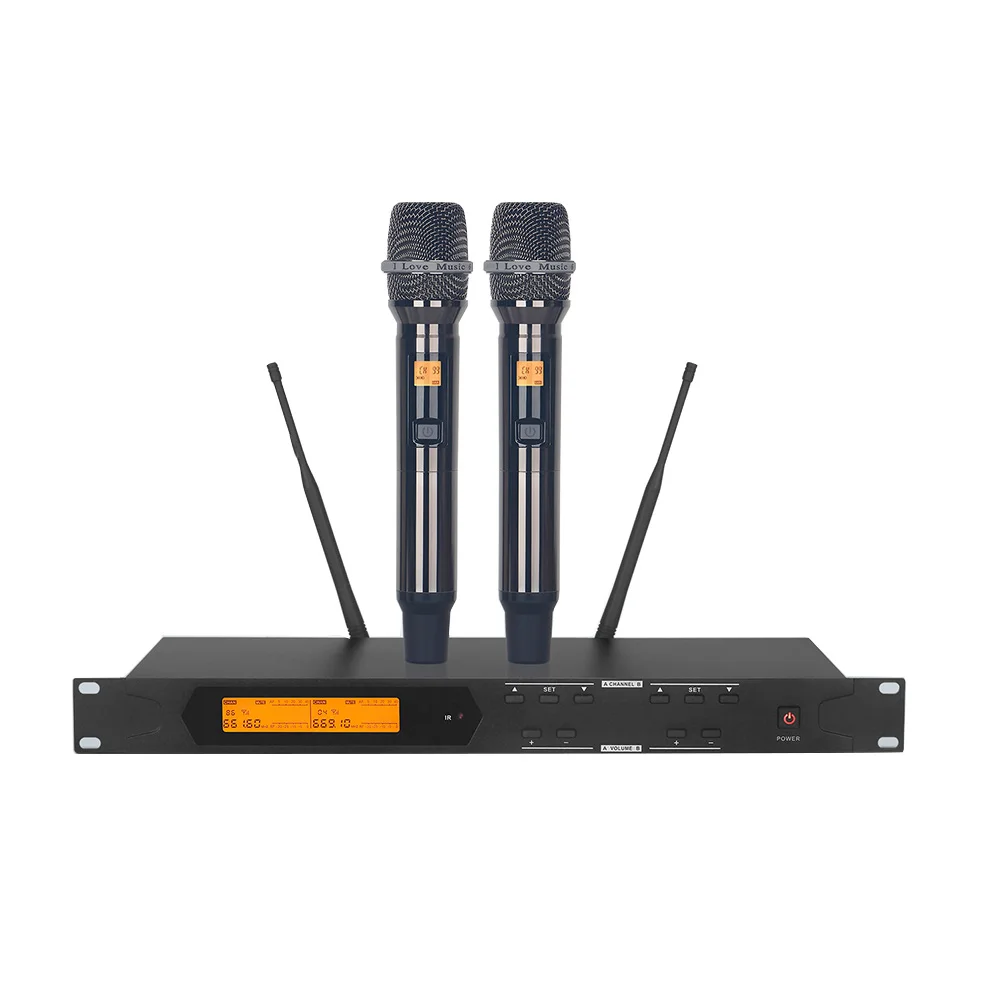 

Высококачественный инфракрасный двухчастотный беспроводной ручной микрофон UHF для вечеринок, караоке, концертов, конференций, выступлений на открытом воздухе