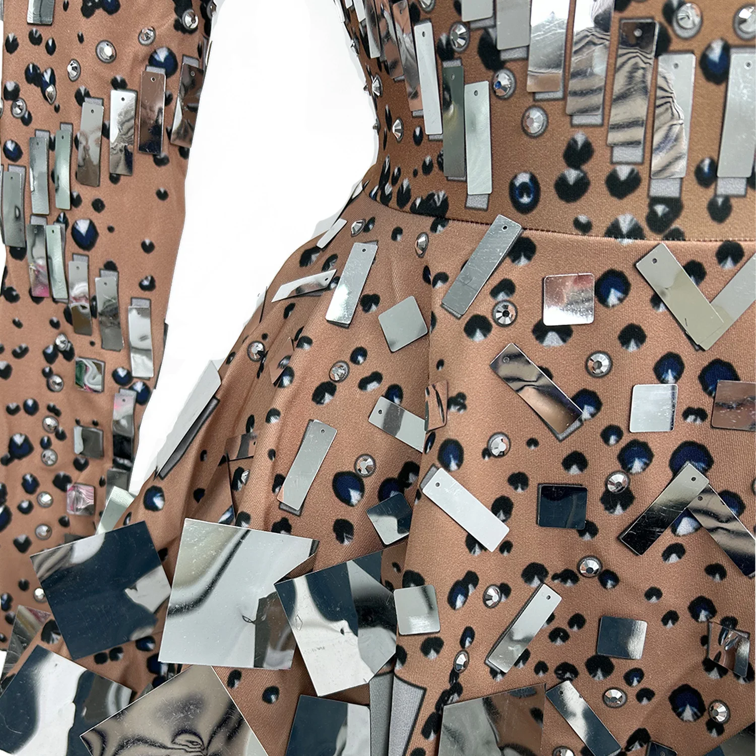 Sequins Rhinestones Sparkly Mini Dress Sexy Women Celebrate Party Showgirl Stage Performance Outfit Pleated Short Dress Xieshi