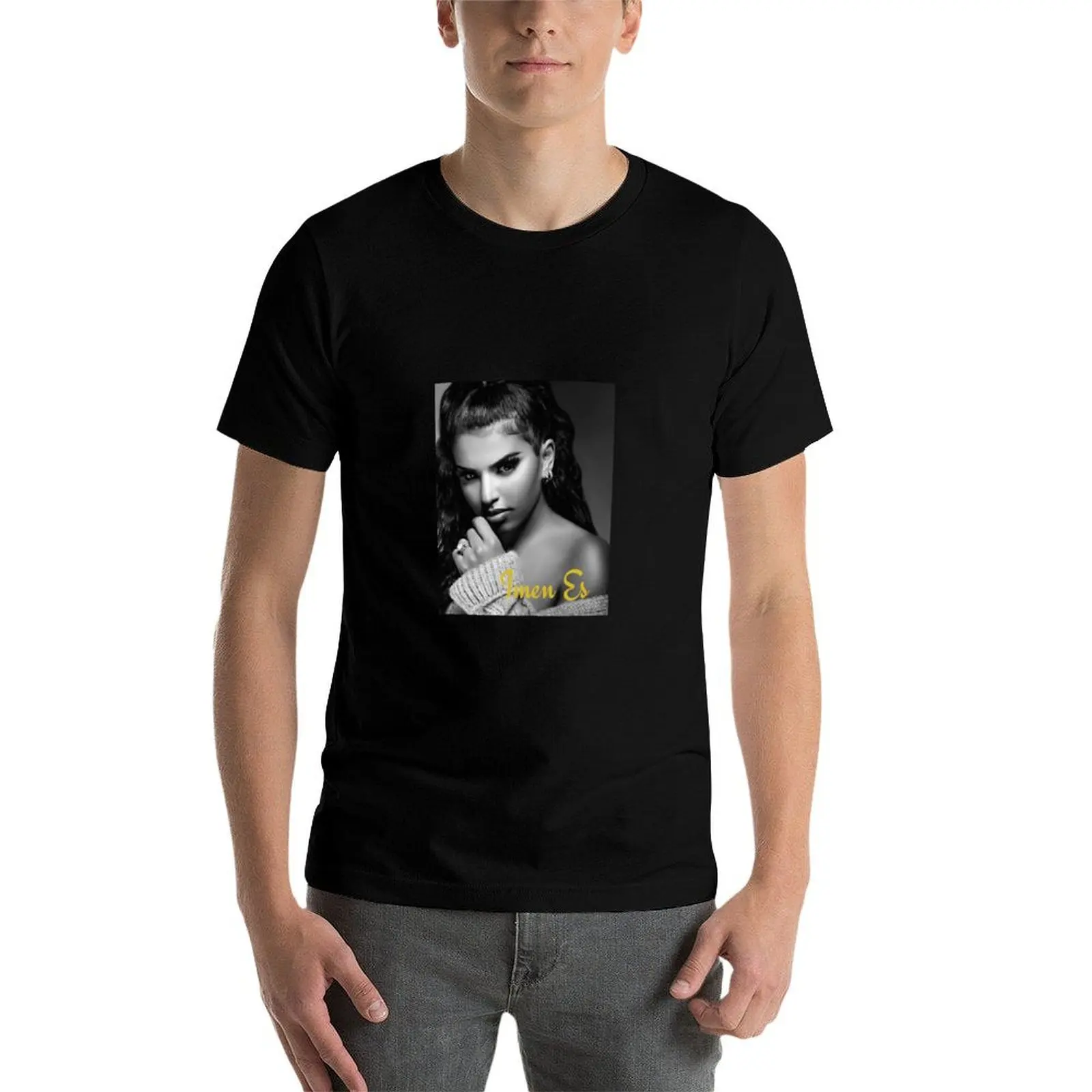 Camiseta Imen Es noir et blanc doré création original, camiseta personalizada para hombre, Camiseta de algodón pesado, 100%