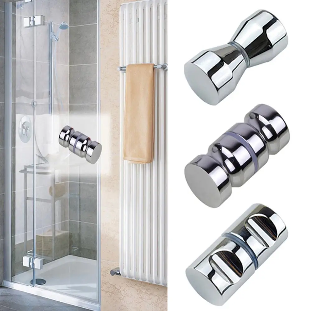 Knob Stainless Steel Back-to-Back Glass Door Puller Push Bathroom Shower Handle