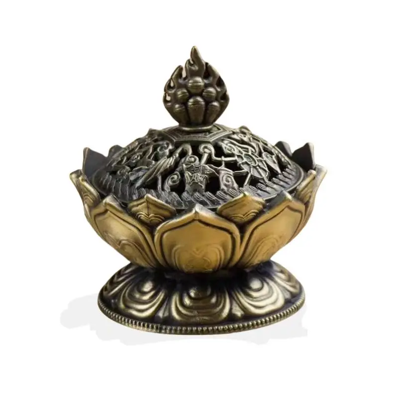 

Lotus Flower Incense Burner Holder Brass Mini Sandalwood Censer Incense Metal Craft Home Decoration