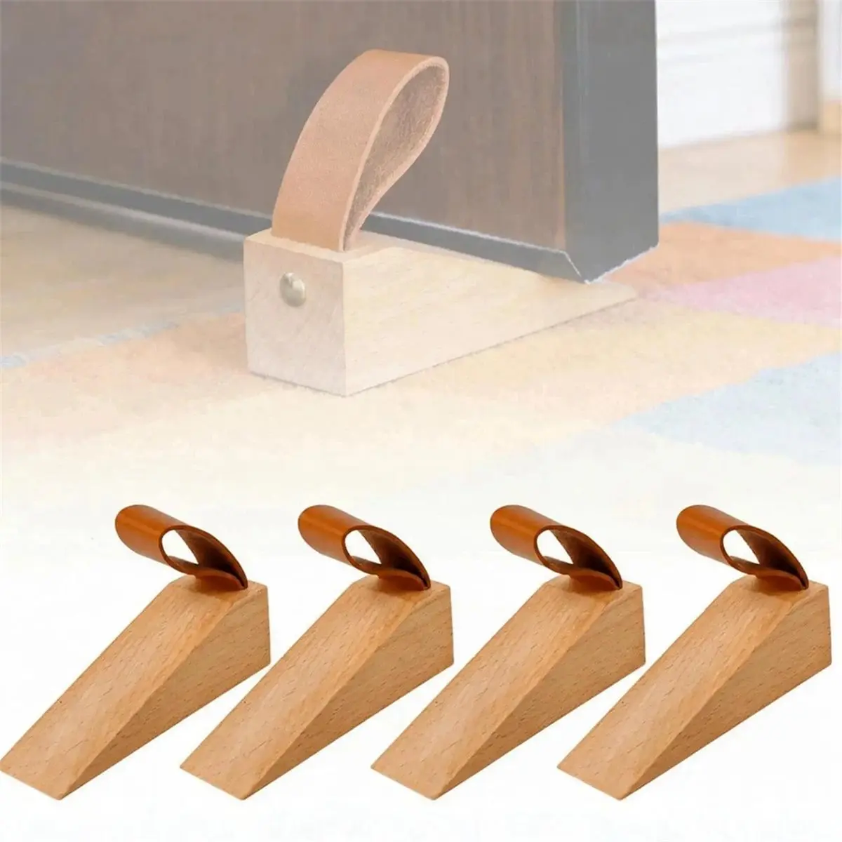 2026 New Tool Wood Door Stopper,Solid Wood Non-Slip Door Wedges,Sturdy Door Stop Wedge,Door Stopper Fit for Door Bottom Seam