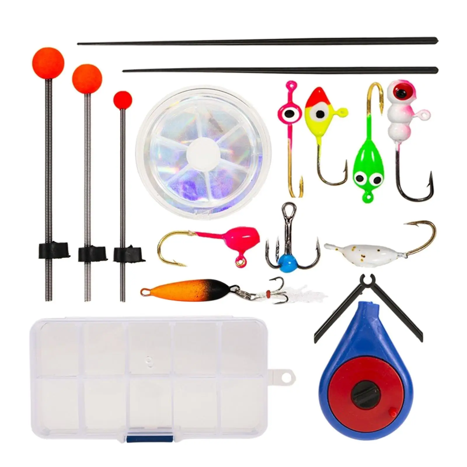 Ice Fishing Rod Set with Transparent Box Fishing Hook Line Set Angling High Stability