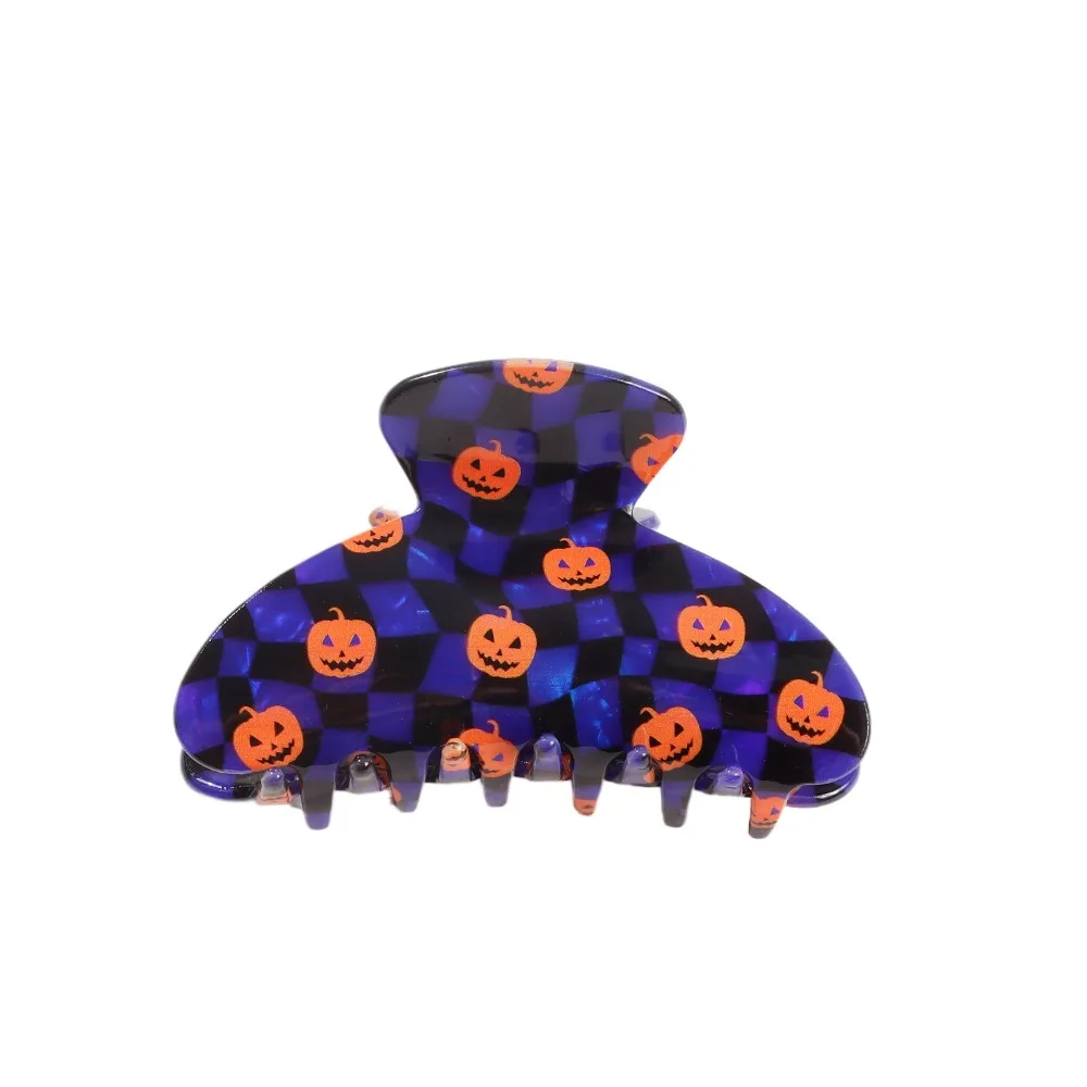 

Fashion Funny Halloween Hair Claw Spider Hat Shape Pumpkin Themed Gripper Hair Crab Clip PVC Skeleton Shark Clip Women