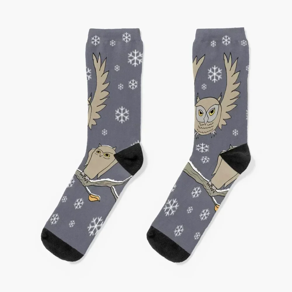 whimsical owls in snow Socks designer brand Climbing Stockings sport Men Socks Luxury Brand Women's