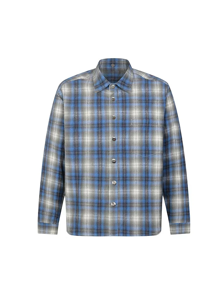 

Мужская весенняя клетчатая клетчатая длинная све irt в американском стиле ретро, свободная универсальная клетчатая палатка, свободная посадка для пары