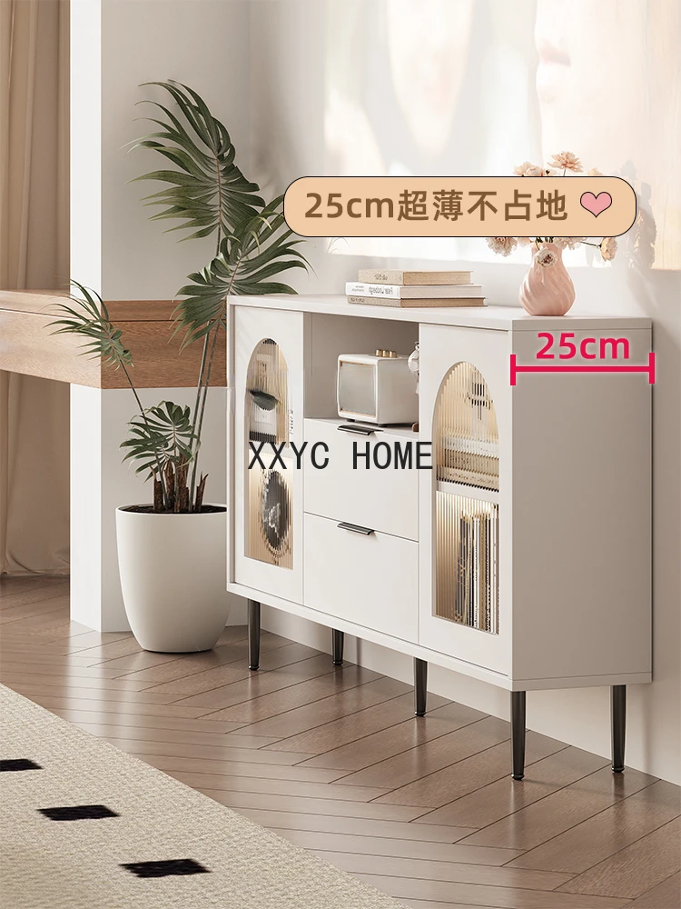 Cream style bedroom TV cabinet storage and storage cabinet integrated extremely narrow room ultra-thin TV cabinet