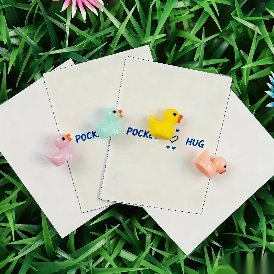 1/5/10/20/50/100pcs  Lucky Duck Pocket Hugs - Fantasy Theme Resin Charms with Inspirational Messages, Assorted Colors, Includes