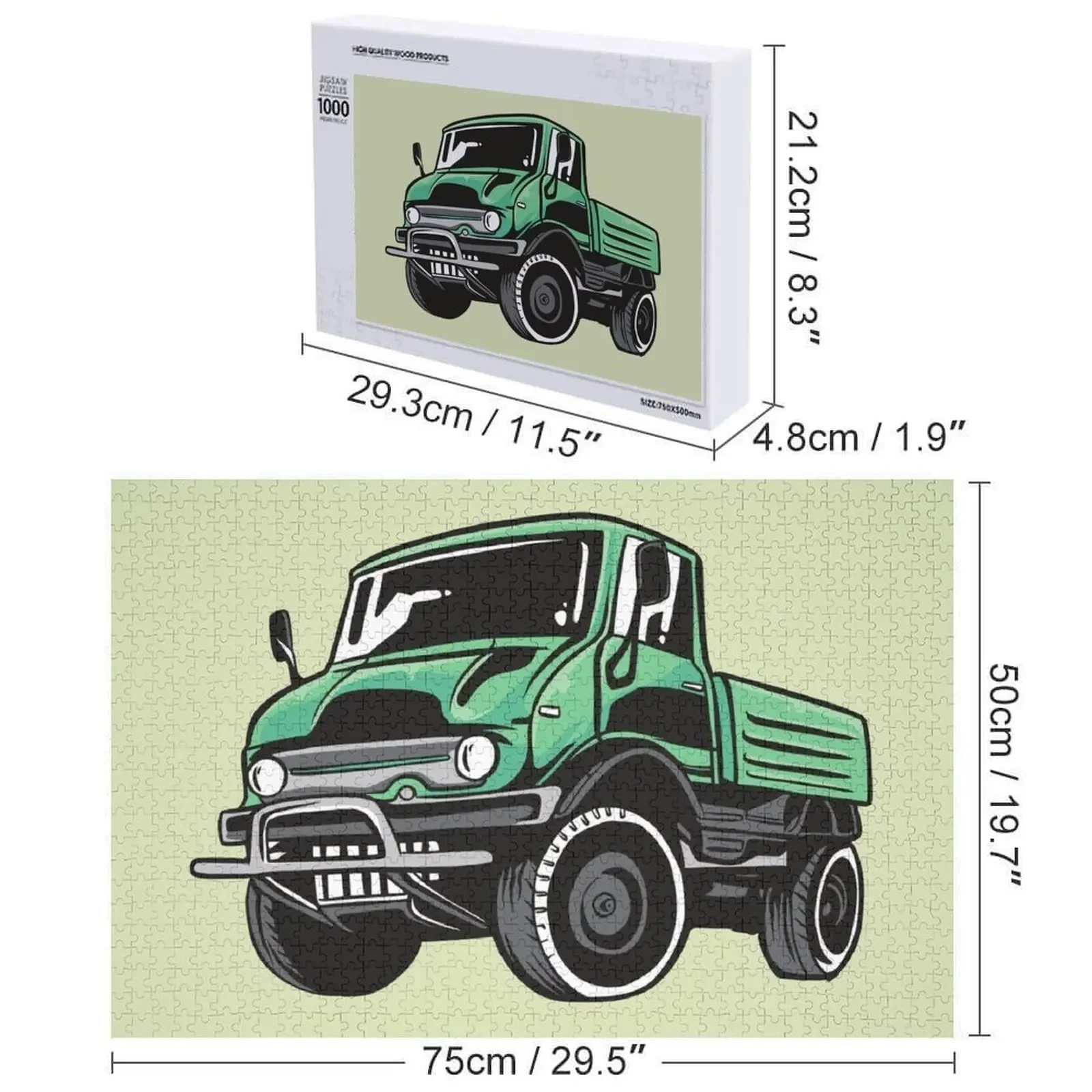 الأخضر UNIMOG بازل قطع أنيمي اسم خشبي لغز شخصي مخصص