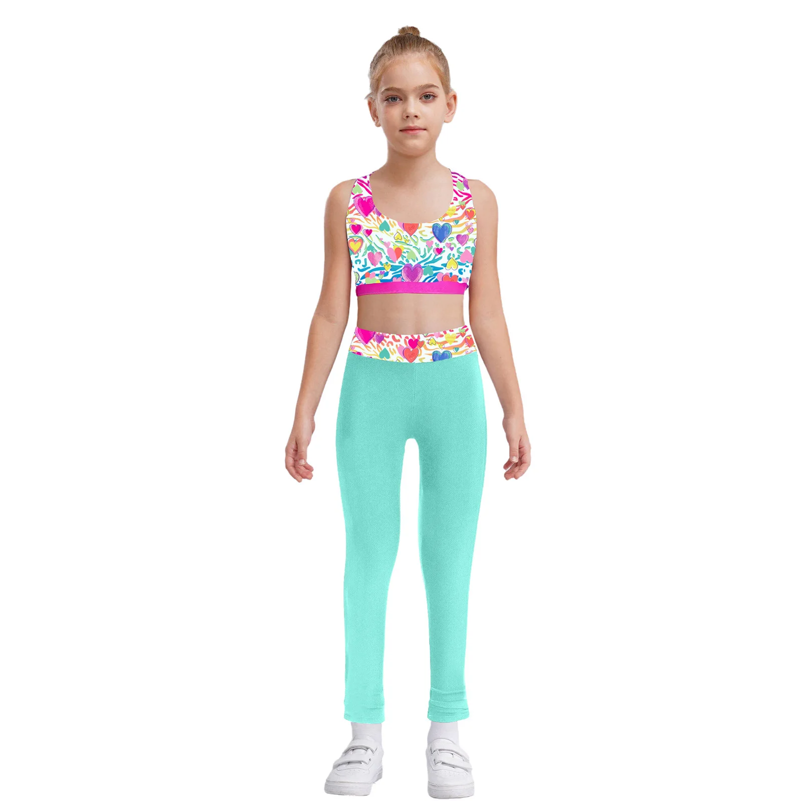 Set sportivo da yoga per bambini da 2 pezzi per ragazze ciclismo corsa allenamento fitness abbigliamento tuta sportiva tuta gilet senza maniche con leggings