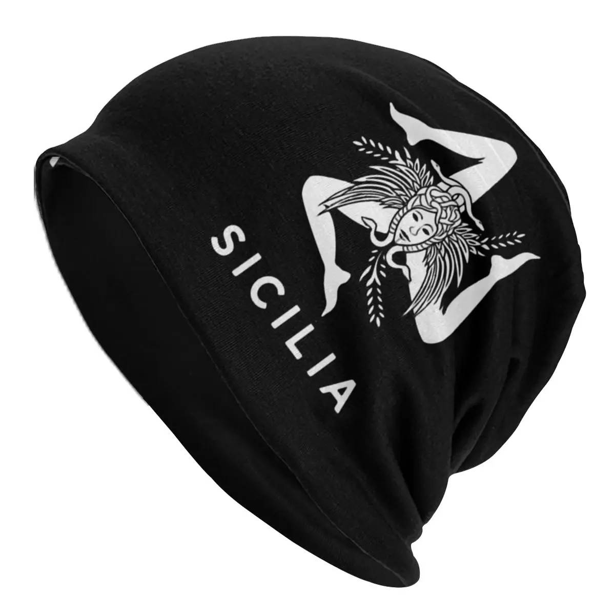 Sicilian Pride Sicilia Trinacria Italia Flag Washed Thin Bonnet Cycling Casual Beanies Protection Men Women Hats