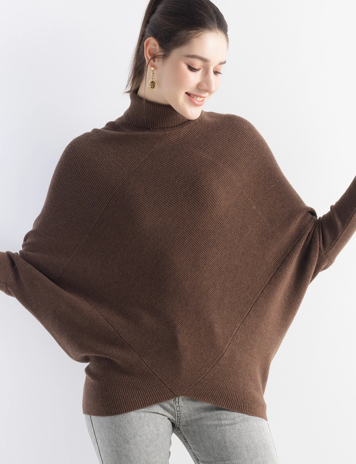 

Turtleneck Sweater Knit Tops for Women Pullover Spring Fall Winter Fashion Casual Batwing Long Sleeve Top Sweater Woman Clothes