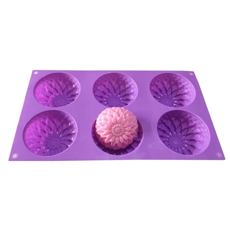 Nuovi crisantemi 3D stampo per sapone fiori stampi in Silicone stampi per candele strumenti per la decorazione di torte di girasole 6 griglie stampo