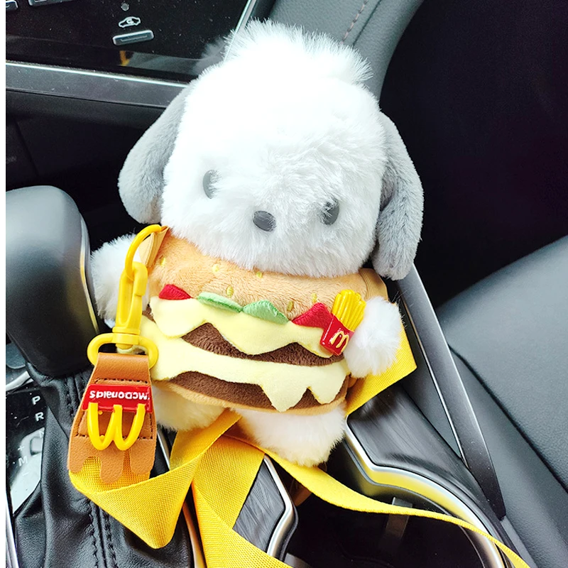 Kawaii Sanrio Pochacco Hamburger Messenger Bag Cute Anime Soft School Backpack Pendant Doll Toy Girl Birthday Gift