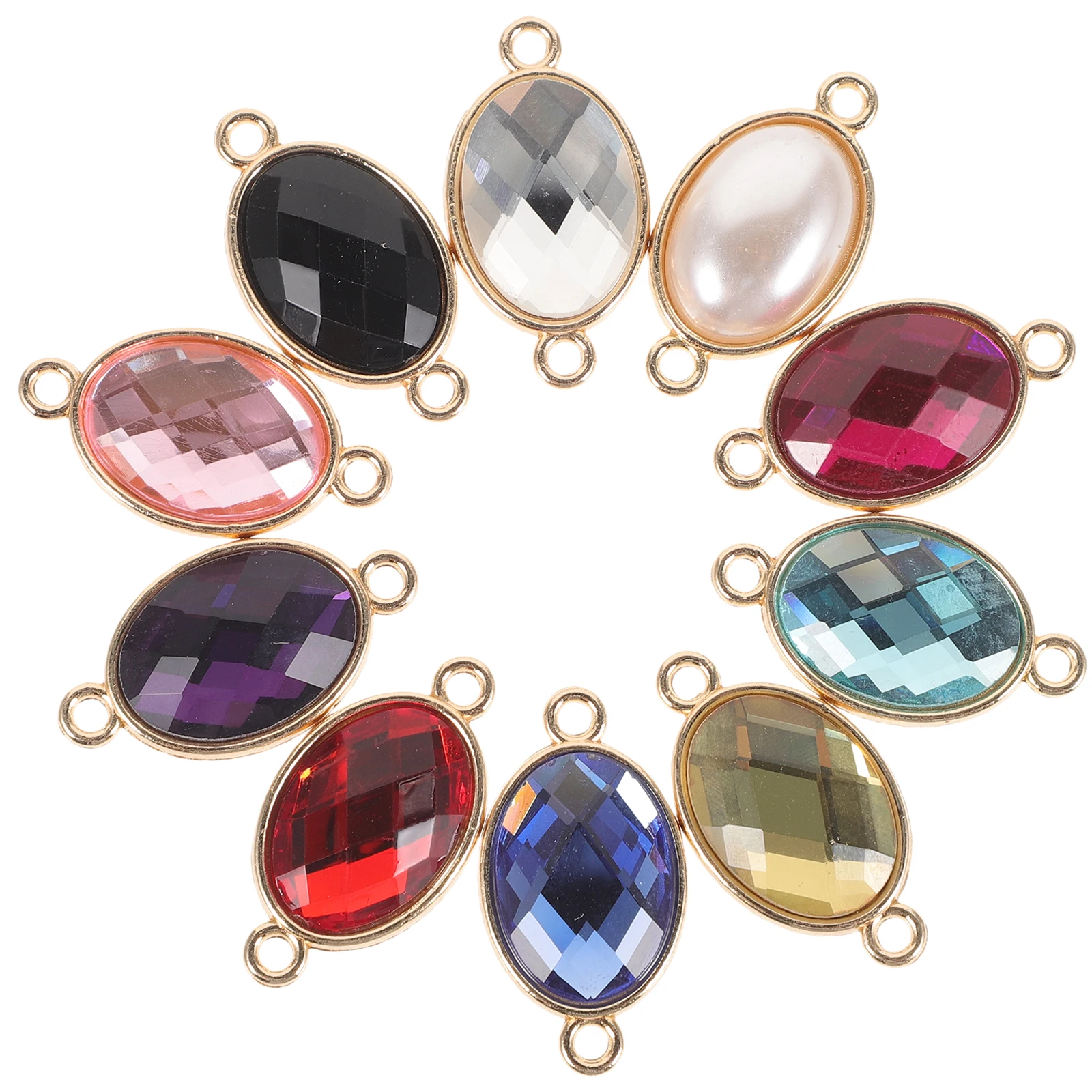 

10pcs Cat's Eye Pendant Necklace Connectors Bracelet Making Supplies Oval Shape Jewelry Accessories Pearl White Red