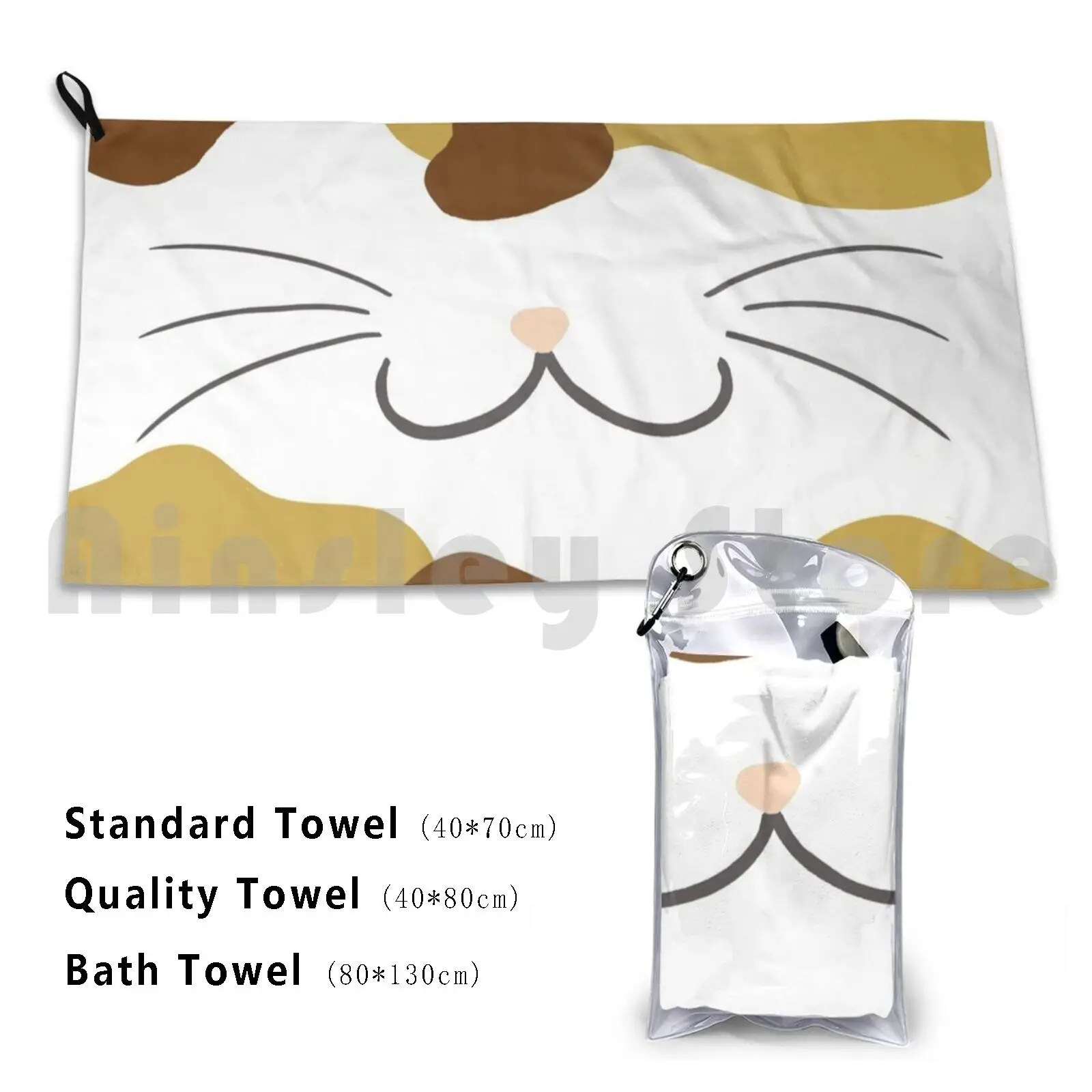 Calico Cat Mouth Bath Towel Beach Cushion Cats Cat Kitty Kitties Kitten Meow Feline Long Boi Cat Face Kawaii