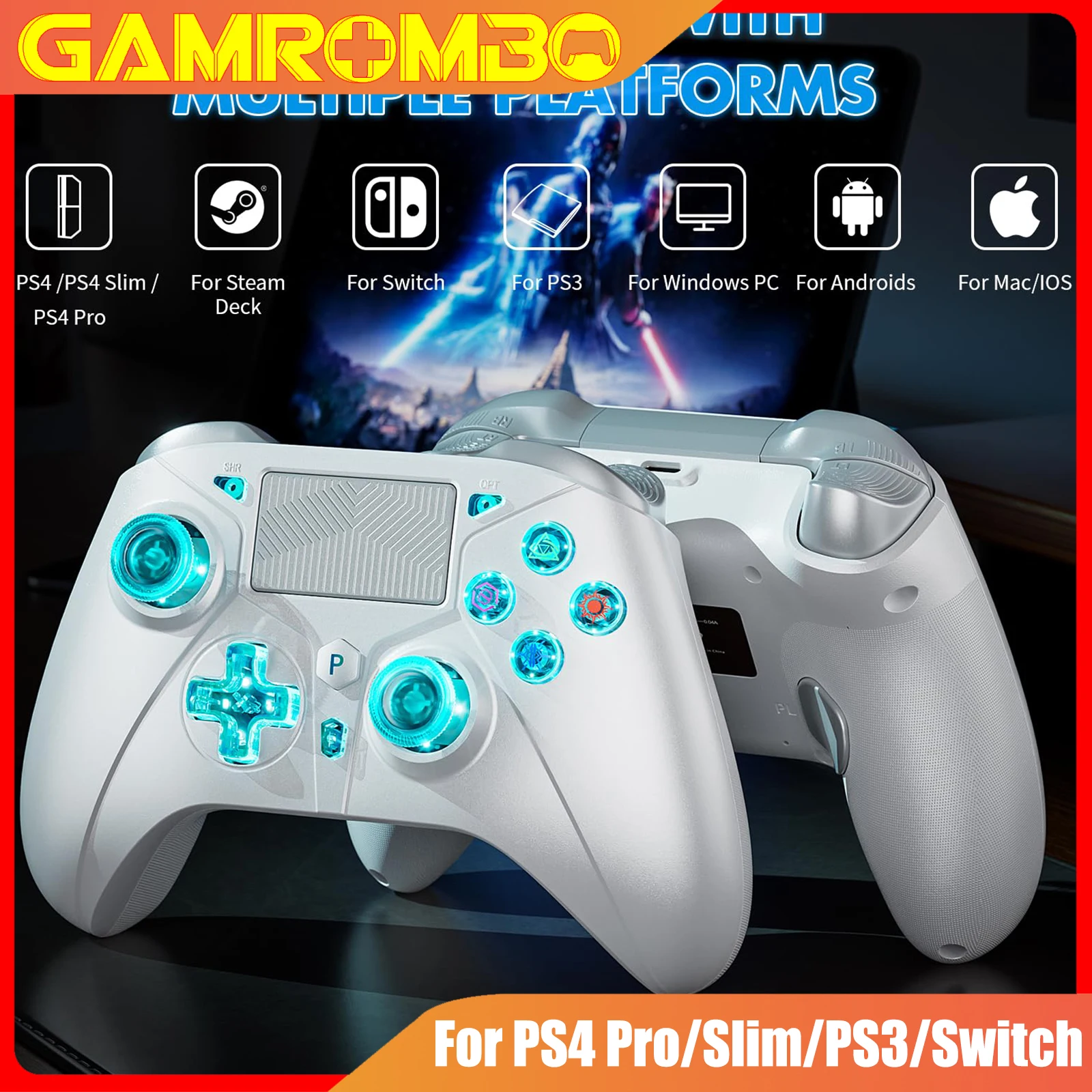 

Wireless Controller For PlayStation 4/PS4 Pro/Slim/PS3/PC/IOS/Switch Turbo Dual Shock Vibration 6-Axis Motion Sensor 3.5mm Jack