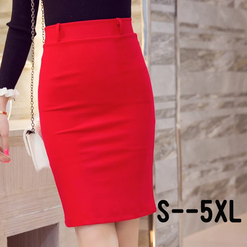 Korean version High Waist After The Split One Step Skirt Slim OL Professional Elastic Package Hip Skirt S-5XL