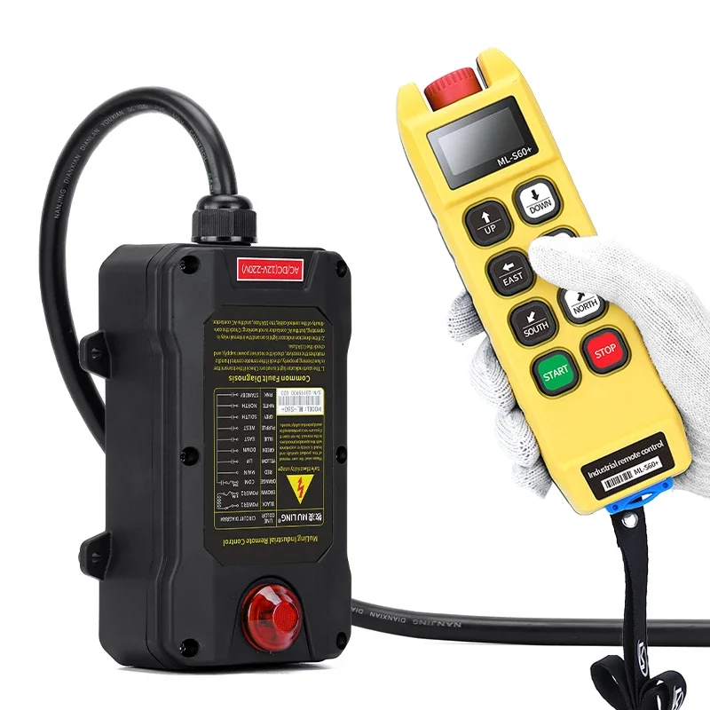 ML-S60+ Controles Remotos Industriales para Grúas 868MHz Receptor de Silicona Resistente a Temperaturas y Golpes AC 12-440V Pantalla LED