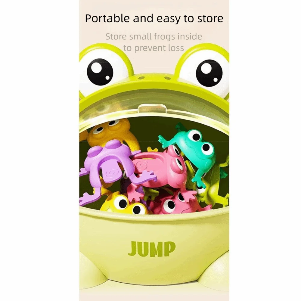 Assorted Colors Fun Jumping Frog with Storage Bucket Cute Animals Bouncing Toad Game Reusable Enhances Motor Skills